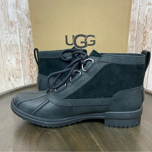 UGG Heather Leather Waterproof Lace Up Boot Size 6 Women - Picture 9 of 14